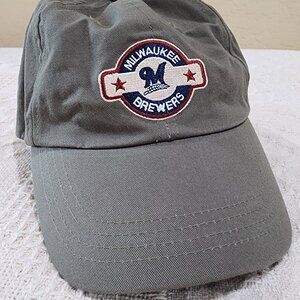 Milwaukee Brewers Green Khaki Canvas Adjustable Embroidered Baseball Cap Hat